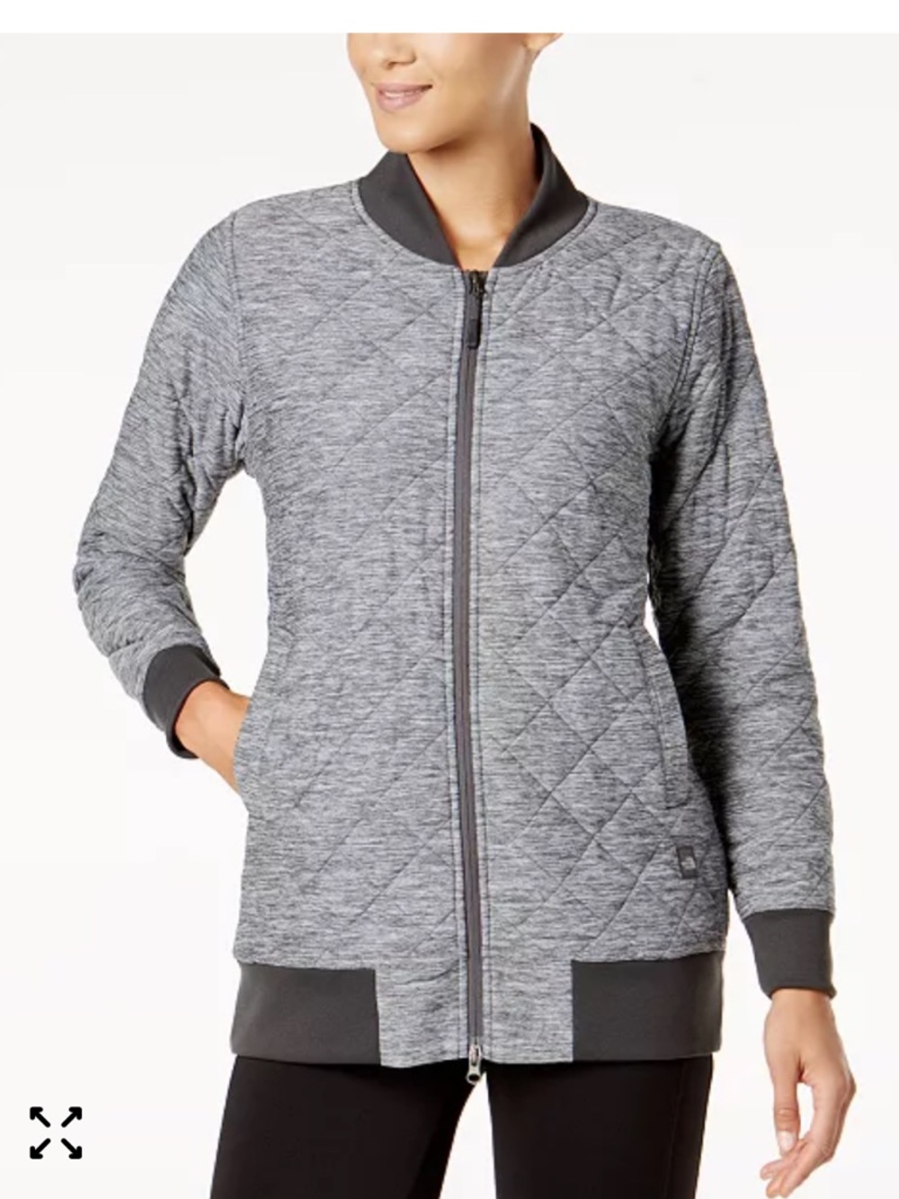 The North Face Women's Grey Quilted Mod Bomber Insulated Knit Jacket SZ XS